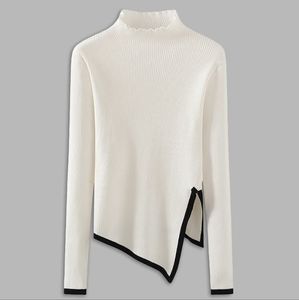 Asymmetrical Trim Mockneck Sweater